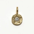 Golden round star pendant with a sparkling crystal center for DIY jewelry making - Gold - April