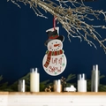 Christmas snowman hanging ornament with Let it SNOW text on rustic winter branches - No. 6 Small Christmas Snowman Tag