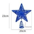 Glittery blue star Christmas tree topper ornament, height 23cm width 20cm, hollow design - 20cm / Blue