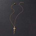 Detail of custom gold stainless steel rose necklace with Sophia name pendant and chain - October Birth Flower (Marigold) / Gold