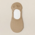Chaussettes invisibles beige pour femme avec motif en losanges et bord-côte élastique - Taille unique / Café (Style Maille Diamant)
