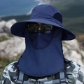 Dunkelblauer Outdoor-Sonnenhut mit breiter Krempe und abnehmbarem Nackenschutz - Einheitsgröße / Marineblau