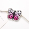 Macro shot of pink gradient butterfly accessory with sparkling crystals on alloy base - Rose Pink Butterfly (D2153)