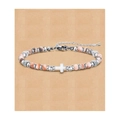 Bohemian 4mm pink zebra jasper stone beaded bracelet with silver cross and lobster clasp - Cross Pendant Style / With Card / Pink Zebra Jasper