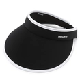 Black sun visor hat for women with wide brim and white edge detail for sun protection - Black