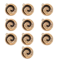 Set of 10 gold-plated Yin Yang pendants with black enamel and sparkling rhinestones - Style 3 Gold Black Vortex Rhinestone