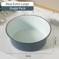 Extra-large deep blue minimalist washbasin with gray interior 33cm diameter size - Blue & White - XL