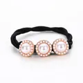 Elegant Korean style hair tie with white pearls and gold metal base decoration - Pearl Style