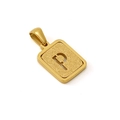 18K gold-plated titanium steel necklace with rectangular frosted letter P pendant - Letter P - Gold