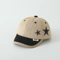 Detail of khaki kids baseball cap featuring black star embroidery and branded woven label - 52cm (2-5 Years) / Baseball Cap / Khaki