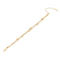 Double-layer gold stainless steel bracelet with snake chains and polished metal beads - Double Layer Snake Beaded Style (1#) / Gold