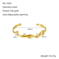 Verstellbares 18K vergoldetes Edelstahl-Wellenarmband mit eleganter Perlenverzierung - Welle Open Stil / Gold