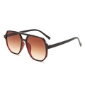 Classic pilot double bridge sunglasses with black frames and brown gradient lenses - Black Leopard Double Tea