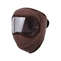 Brown fleece winter face mask with transparent goggles and ventilation holes for cycling - Plain Style / Coffee