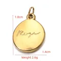 Golden oval stainless steel pendant with artistic script engraving and 1.8cm height - BXGPJ102-Rose Round Pendant