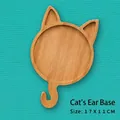 Cat-shaped bamboo wood DIY coaster tray for mosaic crafts, size 17x11 cm - Cat Ear Tray (17x11cm)