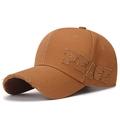Casquette baseball caramel vieillie avec écusson PEACE et visière effilochée - Couleur caramel