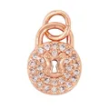 Micro-pave zircon round lock pendant in rose gold finish with keyhole detail - Heart Pave Padlock / Orange
