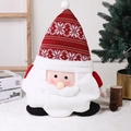 Plush Christmas Gnome decoration with knitted snowflake hat and white faux fur beard - Red