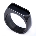 Minimalist black stainless steel signet ring with irregular square top and polished finish - US 7 / Black (13203)