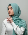 Elegant light teal bubble chiffon hijab scarf for women made of soft breathable fabric - 175*75cm / Teal