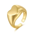Anello con sigillo a cuore placcato in oro regolabile con finitura lucida minimalista - Oro Cuore Sigillo (JZ00164)