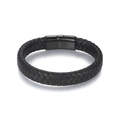 Minimalistisches schwarzes geflochtenes Lederarmband für Herren mit Magnetverschluss - 19cm / Schwarzes Leder Schwarzer Magnetverschluss (KB169407-WGYY)