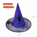 Blauer Halloween Hexenhut mit schwarzem Spinnennetzmuster Dekor und Netzdetails - Einheitsgröße / Blau