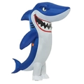 Funny inflatable shark costume for adults, blue and white design for Halloween parties - Evil-smiling Shark / One Size