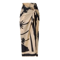 Beiger Strand-Sarong mit schwarzen Palmenmotiven und Wickeldesign an der Taille - Einheitsgröße / Strand Sarong