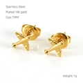 Vliegtuig oorknopjes van 18k verguld roestvrij staal met een minimalistisch 7mm design - Vliegtuigvorm (ZYG620)