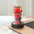 Rosa rossa stabilizzata in cupola di vetro con luci LED per regalo di San Valentino - Luce Rosa Rossa + Sacchetto Regalo + Biglietto Festa degli Insegnanti
