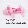 Pink pig plush squeaky dog toy for teething, durable pet chew toy, size 13x23cm - Striped Pig