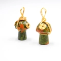 Pendentifs champignons en unakite faits main avec fil doré torsadé, lot de deux - Unakite Ton Or