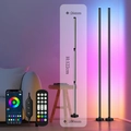 RGB corner floor lamp 122cm high with remote and mobile app control for ambient lighting - 1.2m Round Base 1-to-2 Splicing Floor Lamp Set (App+Remote+Wire Control)