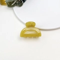 Detail of a translucent mustard yellow jelly texture small hair claw clip in a semi-circle design - Jelly Mini Claw - Semi-circle Straw Yellow