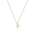 Minimalist gold stainless steel box chain necklace with a polished capital letter V pendant - Letter-V / Gold