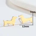 Minimalist gold stainless steel dachshund dog stud earrings with 12mm x 7mm dimensions - Dachshund / Gold