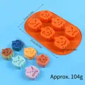 Halloween-Kuchenform aus orangefarbenem Silikon mit 6 Kürbis-Mulden und 104g Gewicht - 8-Loch Kürbis / Orange