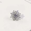 Radiant snowflake-shaped brooch with glittering zircons and central crystal stone - Radiant Flower Silver (90548)