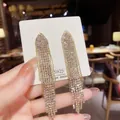 Luxurious long tassel earrings with sparkling rhinestones and S925 silver needles - Gold Pave Zircon Tassel (E0149 Gold)