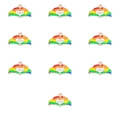 Dettaglio di 10 ciondoli smaltati cuore arcobaleno con finitura dorata su sfondo bianco - 7# Mani Gesto d'Amore