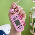 Mini console portatile Tetris rosa portachiavi con tasti retro e campanellino - Rosa