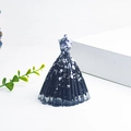 Elegant black resin female figurine ornament with silver foil flakes for home decor - Obsidian + Silver Foil