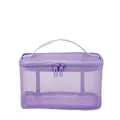 Portable purple mesh storage bag with handle and double zippers for travel toiletries - Single Layer / Purple