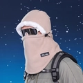 Pasamontañas de forro polar beige con ribete de piel sintética y cuello ajustable - Caqui