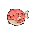 Cute cartoon red puffer fish enamel pin badge accessory with glossy finish on white base - Pufferfish Style (XZ8701)