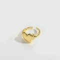 Anello aperto minimalista placcato oro 14K a forma di cuore con finitura liscia - Stile Forma a Cuore 3D