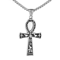 Collana da uomo con croce Ankh hip hop con geroglifici egizi e catena a scatola - Solo ciondolo / Argento