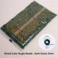 3mm dark green glass seed beads and golden tube beads for DIY jewelry making - Dark Green Mixed 3mm with Bugle Beads